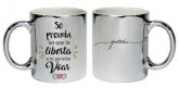 Caneca de Porcelana Cromada Prata