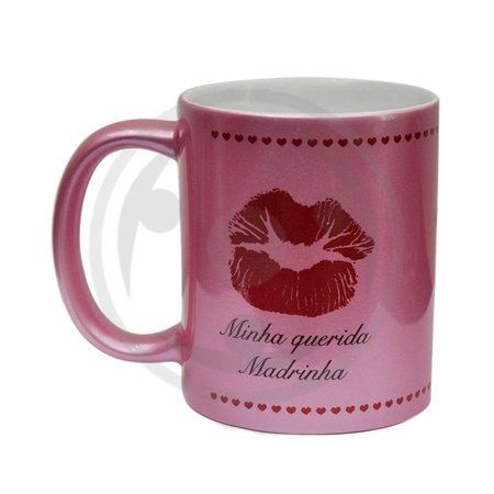 Caneca Rosa Metalizada Personalizada